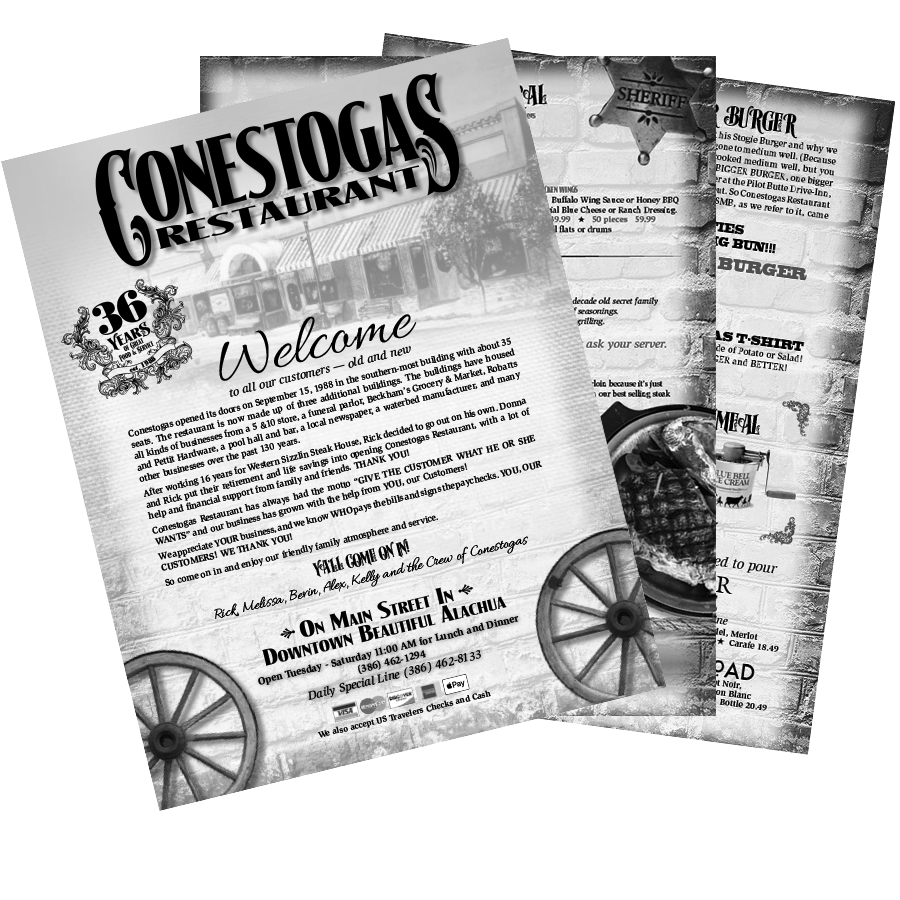 Conestogas Restaurant - Icon for Black and White To-Go Menu